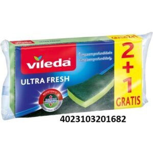 VILEDA ESTROPAJO C/ ESPONJA ULTRA FRESHANTIBACTERIAS 2+1 C/ 12 U