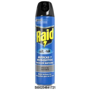 INSECTICIDA RAID MOSCA Y MOSQUITO FRESCOR NATURAL 600 ML.C/ 12 UD