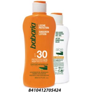 BABARIA BRONC.LECHE FP-30 200 ML.+ AFTERSUN 100 ML. C/ 6 UDS