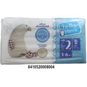 PAÑAL CHELINO 3-6 KG 36 UDS T-2 C/ 6 UDS