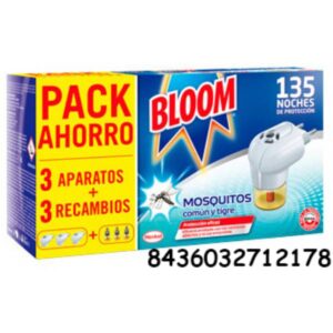INSECTICIDA BLOOM ELECTRICO 3 APARATOS  + 3 RECAMBIOS C/ 12 UDS